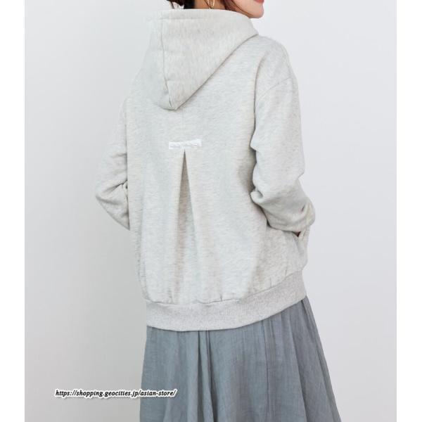 パーカー | バックパール プルオーバー 長袖 バックタック トレーナー レディース フェイクパール ゆったり フード付き 裏起毛 防風 厚手 防寒 秋冬 あったか