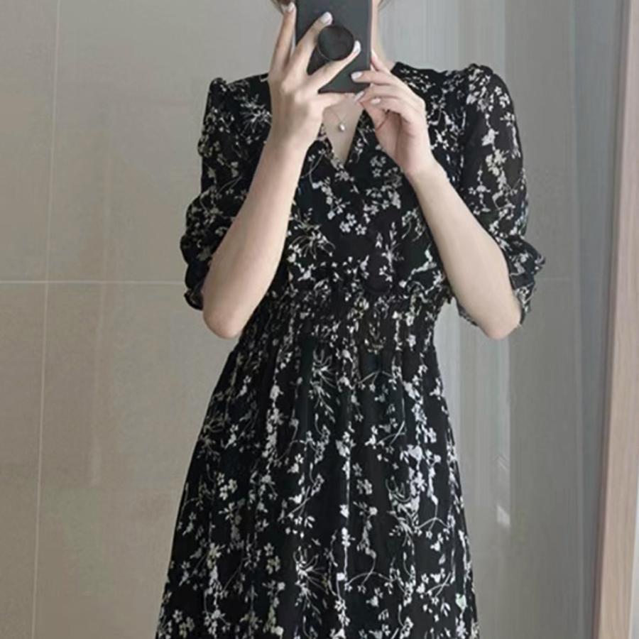 ワンピース | 花柄 フレアワンピース春夏カシュクール風