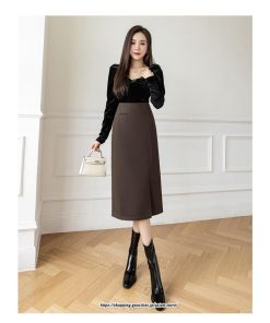 スカート | ロング 秋 秋服 レディース ボトムス ロングミモレタイト冬 スリット 無地 可愛い 着痩せ カジュアル キレイめ 韓国風