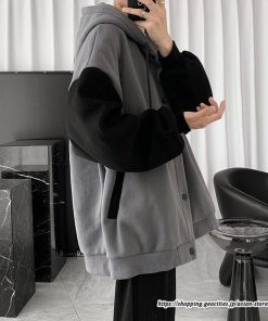 パーカー ジャケット コート | パーカー メンズ カーディガン 長袖 アウター トップス ジャケット 羽織り ボタン ドッキング ポケット フード付き パーカ ボリューム袖 ゆったり 秋物 秋冬