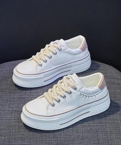 スニーカー | レディースシューズ レースアップ ローカット 厚底靴 履きやすい キャンバス カジュアルシューズ フラットシューズ