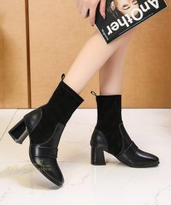 ショートブーツ | ブーツ レディース ローヒール スエード Pu 履きやすい ヒールブーツ 太めヒール ブーティ シューズ 靴 歩きやすい 秋 冬 通勤 40代 20代 通学 OL きれい 30代