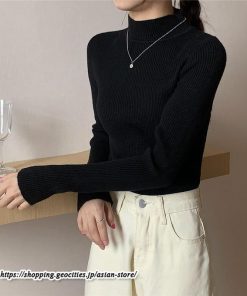 ニット・セーター | カットソー ニット レディース リブニット 長袖 秋冬 春 トップス スリム ストレッチ インナー 無地 プルオーバー 長袖ニット 通学通勤 長袖カットソー 着痩せ