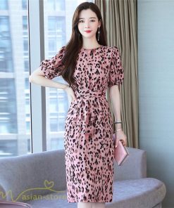 ミディアム | ワンピース レディース 着痩せ サマーワンピース 上品 カジュアルワンピース 上品 大きいサイズ 夏服 レオパード 20代 40代 30代 ミディアムワンピース 膝丈