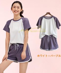 セットアップ | ルームウェア レディース 部屋着 リラックス 上下セット イージーパンツ スポーツスーツ ポケット付 2点 Tシャツ 半袖 ショートパンツ ゴム仕様