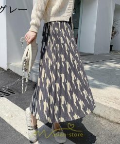 スカート | ロングレディース ボトムス プリーツかわいい 秋冬新作 韓国風 ハイウエスト 細見え 脚長効果 ニット こなれ感 高身長 低身長 トレンド
