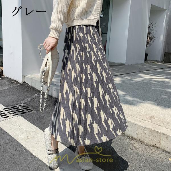 スカート | ロングレディース ボトムス プリーツかわいい 秋冬新作 韓国風 ハイウエスト 細見え 脚長効果 ニット こなれ感 高身長 低身長 トレンド