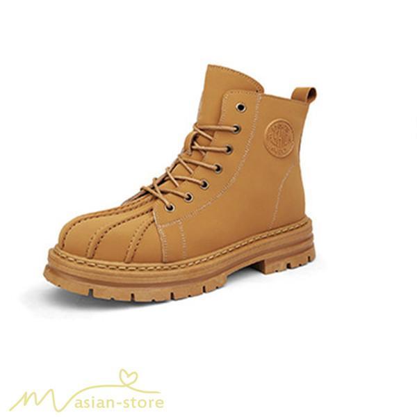 ショートブーツ | レディース ブーティー 太ヒール ブーツ ショートヒール カジュアル レースアップ 厚底 コスプレ靴 編み上げブーツ 歩きやすい 厚底ブーツ