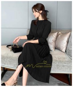 マキシ | ワンピース レデイース ロング丈 長袖 プリーツ ベルト付き 春夏 おしゃれ きれいめ 通勤 二次会 大人 20代 着痩せ 秋新作 30代 40代 エレガント カジュアル