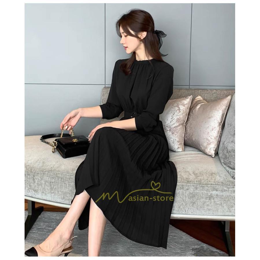 マキシ | ワンピース レデイース ロング丈 長袖 プリーツ ベルト付き 春夏 おしゃれ きれいめ 通勤 二次会 大人 20代 着痩せ 秋新作 30代 40代 エレガント カジュアル