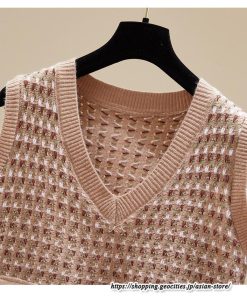 ベスト | ニットレディース トップス Vネック タンクトップ ノースリーブ 袖なし インナー ニット 女ニット 20代30代 重ね着風 レイヤード風 セーター