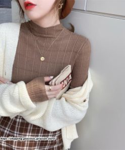 ニット・セーター | カットソー ニット レディース リブニット 長袖 秋冬 春 トップス スリム ストレッチ インナー 無地 プルオーバー 着痩せ 長袖ニット 通学通勤 長袖カットソー