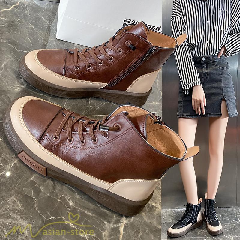 ショートブーツ | レディース ブーティー 太ヒール ブーツ ショートヒール カジュアル レースアップ 厚底 歩きやすい 厚底ブーツ コスプレ靴 編み上げブーツ