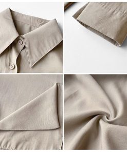 シャツ・ブラウス | シャツ おしゃれ 無地 オフィス ボダン ブラウス トップス ロング 襟付き 前開きシャツ レディース 仮ポケット付き