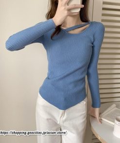 ニット・セーター | カットソー ニット レディース リブニット 長袖 秋冬 春 トップス スリム ストレッチ インナー 無地 通学通勤 着痩せ プルオーバー 長袖カットソー 長袖ニット