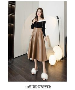 スカート | ロングレザーフレアAライン秋 冬 レディース ロング丈 着痩せ 20代 30代 40代 2022年 50代 送料無料
