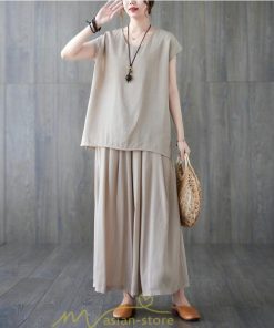 セットアップ | レディース 夏服 Tシャツ ワイドパンツ ガウチョパンツ カジュアル 無地 冷感 涼感 ブラウス トップス 30代40代 2点セット ゴム パンツ 半袖