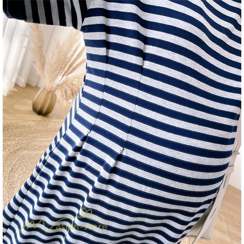 ワンピース | マタニティレディース ストライプ 着痩せ ゆる妊婦服 夏 サマーママ着 大きいサイズ 産前産後 上品 シンプル 大きいサイズ