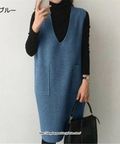 マキシ | ワンピース ジャンパースカート Vネックジャンパースカート ラシャ 着痩せ 上品 フェミニン キレイめ 通勤 おしゃれ オシャレ 40代 30代 20代 通勤 50代　