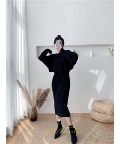 ニットワンピース | セットアップ レディース 秋冬 きれいめ ロング丈無地 20代30代40代50代 長袖 可愛い 大人 通勤 お出かけ お呼ばれ 着痩せ