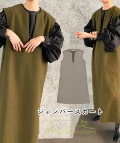 マキシ | ワンピース ジャンパースカート ジャンスカ 深Vネック ロングワンピース Vネック スリット入りロングワンピース ノースリーブ オフィス 大人 30代40代