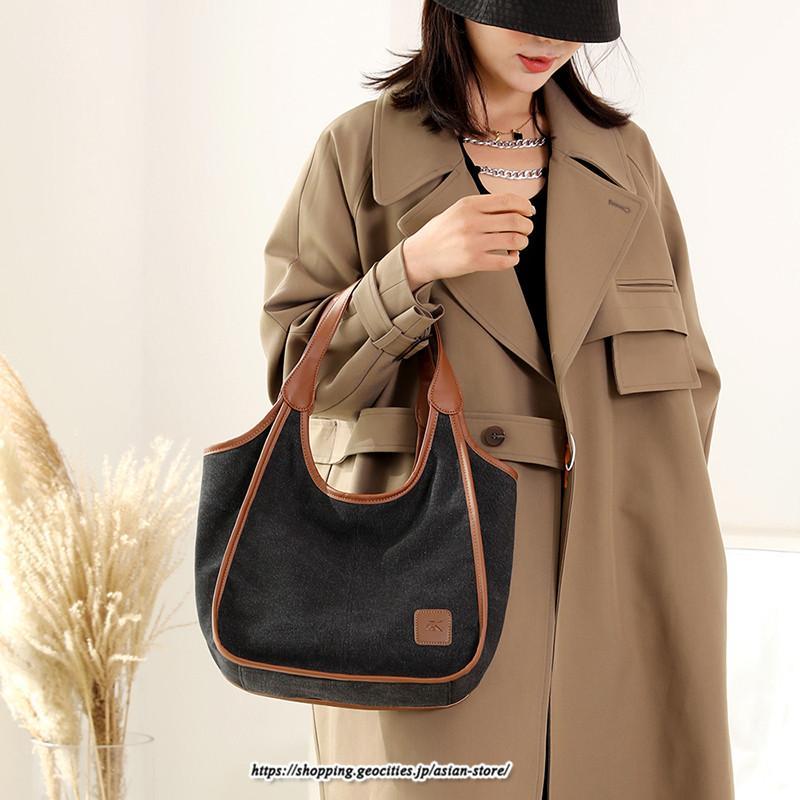 女性用バッグ | トートバッグ レディース 軽い キャンバス 帆布 肩掛け おしゃれ 大容量 軽量 通勤 通学 お出かけ カジュアル 9色展開 キレイめ 大学生