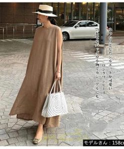 マキシ | 夏ワンピース リネンワンピース レディース ワンピ ロングワンピース 体型カバー 50代 40代 30代 20代 可愛い 夏 大人 ノースリーブ 無地 春 涼しい