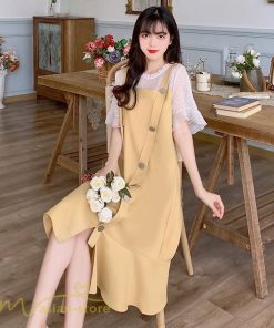 ミディアム | ワンピース レディース 重ね着風 夏物 半袖 フレア シンプル かわいい 20代 30代 大きいサイズ 夏 ゆったり 膝丈 体型カバー カジュアルワンピース おしゃれ