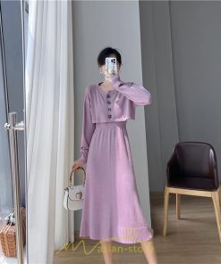 ニットワンピース | セットアップ レディース 秋冬 きれいめ ロング丈無地 20代30代40代50代 長袖 可愛い お出かけ 大人 通勤 韓国風 着痩せ