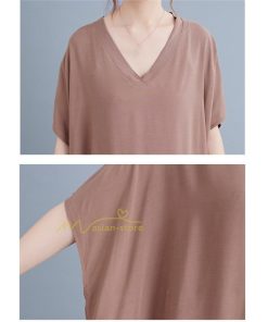 ミディアム | ワンピース マキシワンピース レディース ワンピ ロングワンピース ロングワンピ ロング マキシ 半袖 Vネック 体型カバー 2022夏物 カジュアル 20代30代40代50代