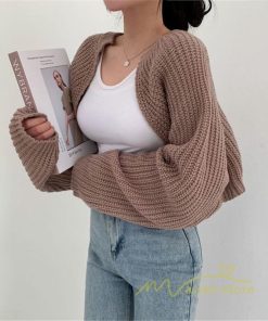 カーディガン | ニットショート丈 アウター レディース 羽織り 無地 長袖 ライトアウター セーター 可愛い 通学通勤 20代30代 ニット 春秋