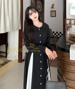 マキシ | ロングワンピース 秋物 レディース ミモレ丈 Aラインワンピース 切り替え フェイク レイヤード風 重ね着風 30代40代 着やせ 上品感 お呼ばれワンピース