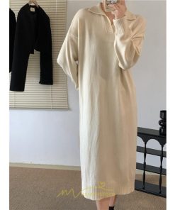 ニットワンピース | ワンピース 春 春服 レディース 長袖 ゆったり vネック 着痩せ 可愛い おしゃれ 大人フェミニン 女子会 通勤 デート お出かけ 秋冬