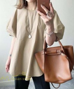 シャツ・ブラウス | ブラウス 半袖 Tシャツ 五分袖 レディース 夏物 トップス パフスリーブ 無地 可愛い ゆったり 20代30代 丸ネック 40代50代 体型カバー オフィス OL 大人