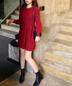 ワンピース | ケーブル編みニットミニ韓国風