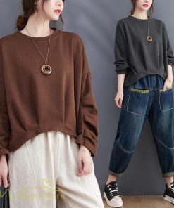 ｔシャツ・カットソー | 長袖Tシャツ レディース 無地 丸首 かじゅある 無地 カットソー ショート 長袖 秋コーデ ゆったり 着痩せ 体型カバー 春 フリーサイズ 新作 秋 シンプル 可愛い