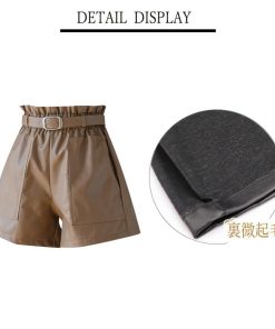 ショートパンツ | ワイド秋冬 レディース PUレザー キュロットパンツ ベルト付き ハイウエスト ウエストゴム