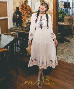 マキシ | ワンピース ロングワンピース エスニックワンピース コットン 花柄 刺繍 リゾートワンピース ワンピ 長袖 大人 夏 きれいめ フェミニン 秋 おしゃれ ゆったり