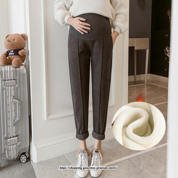 パンツ レギンス | マタニティパンツ 秋冬 テーパードパンツ 厚手 裏起毛 防寒 暖かい マタニティ 産前産後 お腹楽チン スリム ロングパンツ 妊婦 妊娠 ゆったり ママ 妊婦パンツ
