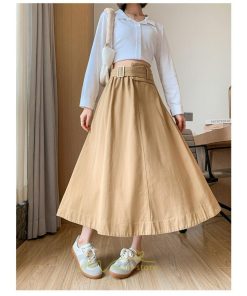 スカート | 綿秋 Aラインロングレディース 秋物 ボトムス 秋服 無地 体型カバー 30代通学通勤 40代50代 大人 おしゃれ感