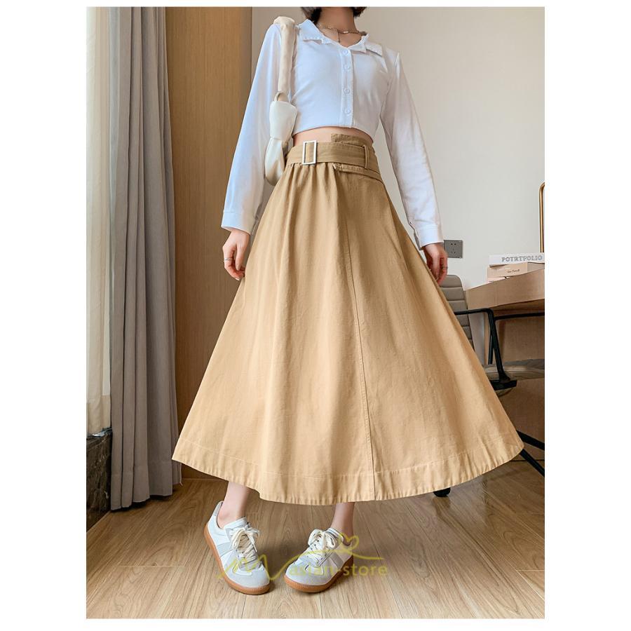スカート | 綿秋 Aラインロングレディース 秋物 ボトムス 秋服 無地 体型カバー 30代通学通勤 40代50代 大人 おしゃれ感