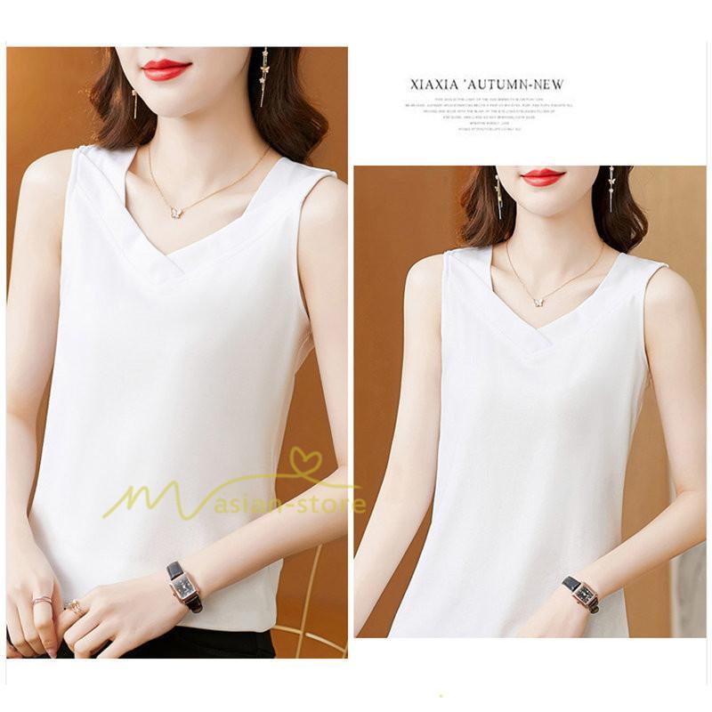 キャミソール タンクトップ | トップス タンクトップ レディース ノースリーブ Vネック Vネックタンク コットン 20代30代40代50代 ママ 母 快適 お出かけ カシュクール インナー カジュアル