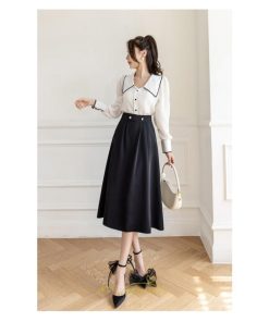 スカート | ロング フレアAライン ロングミモレ 2022新作 秋 冬 通勤 OL お仕事 ビジネス 女子会 お出かけ エレガント キレイめ 事務服