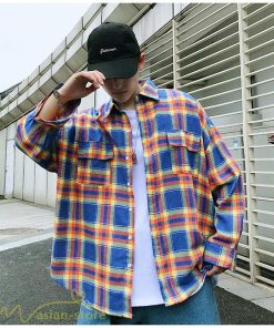 シャツ | ライトアウター 秋服 薄手 メンズ チェック柄 長袖 ポケット 韓国風 カッコウイイ 日常感 ワイドコットン 大きいサイズ トップス 大きいサイズ 男性着