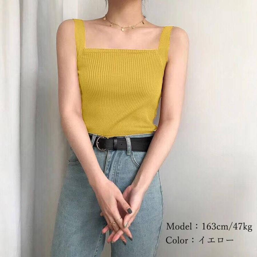 Tシャツ・カットソー | リブニット タンクトップ スクエアネック