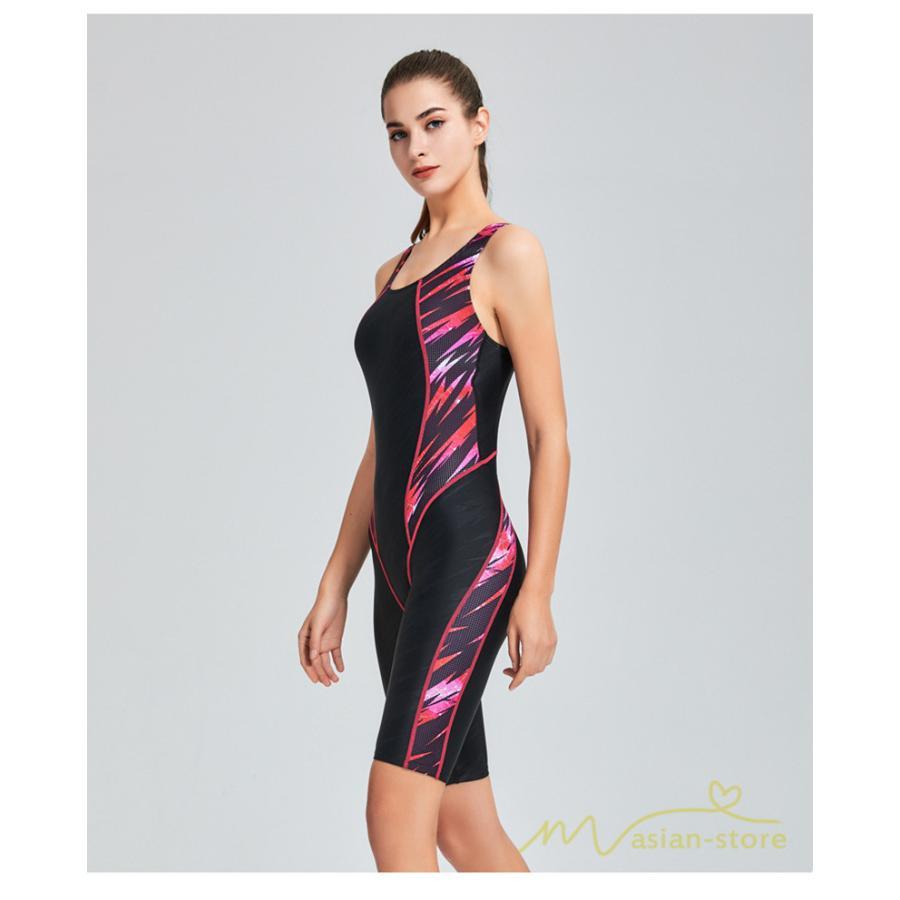 送料無料セール | 水着 レディース 体型カバー スポーツ スイムウェア フィットネス 水着 袖なし パット付き ワンピース水着 ひざ丈 防水速乾性 練習用 水泳 スイミング 女性