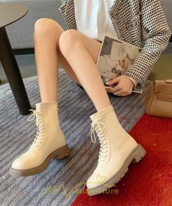ショートブーツ | ブーツ レディース トレンド ミドル 厚底 袴ブーツ 黒 レースアップ 編み上げ カーキ オフホワイト 通勤 オフィス 通学 歩きやすい 疲れにくい