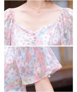 ミディアム | ワンピース レディース 花柄 きれいめ 膝丈 おしゃれ 上品 半袖 スクエアネック 大きいサイズ 30代 40代 夏新作 20代 サマーワンピース 大人 エレガント 韓国風