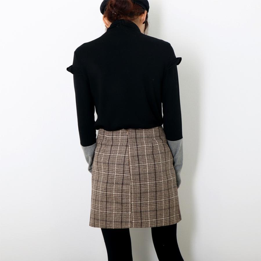 タイトスカート | チェック ミニスカート レディース ハイウエスト Aラインスカート 裏地付きウールスカート