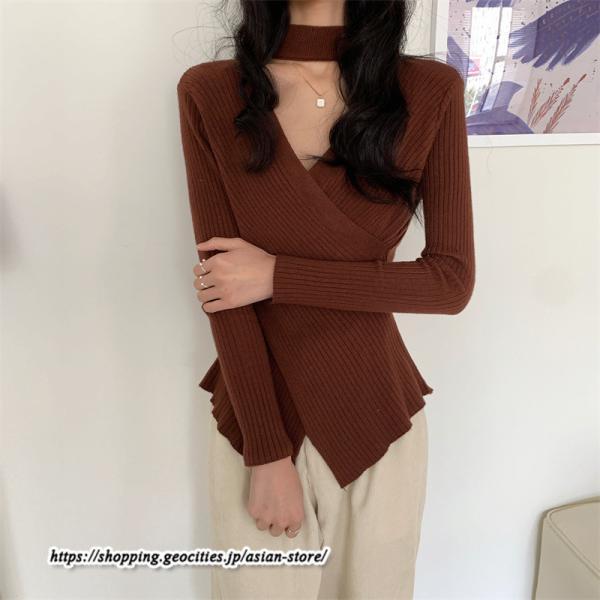 ニット・セーター | カットソー ニット レディース リブニット 長袖 秋冬 春 トップス スリム ストレッチ インナー 無地 長袖ニット 長袖カットソー プルオーバー 通学通勤 着痩せ